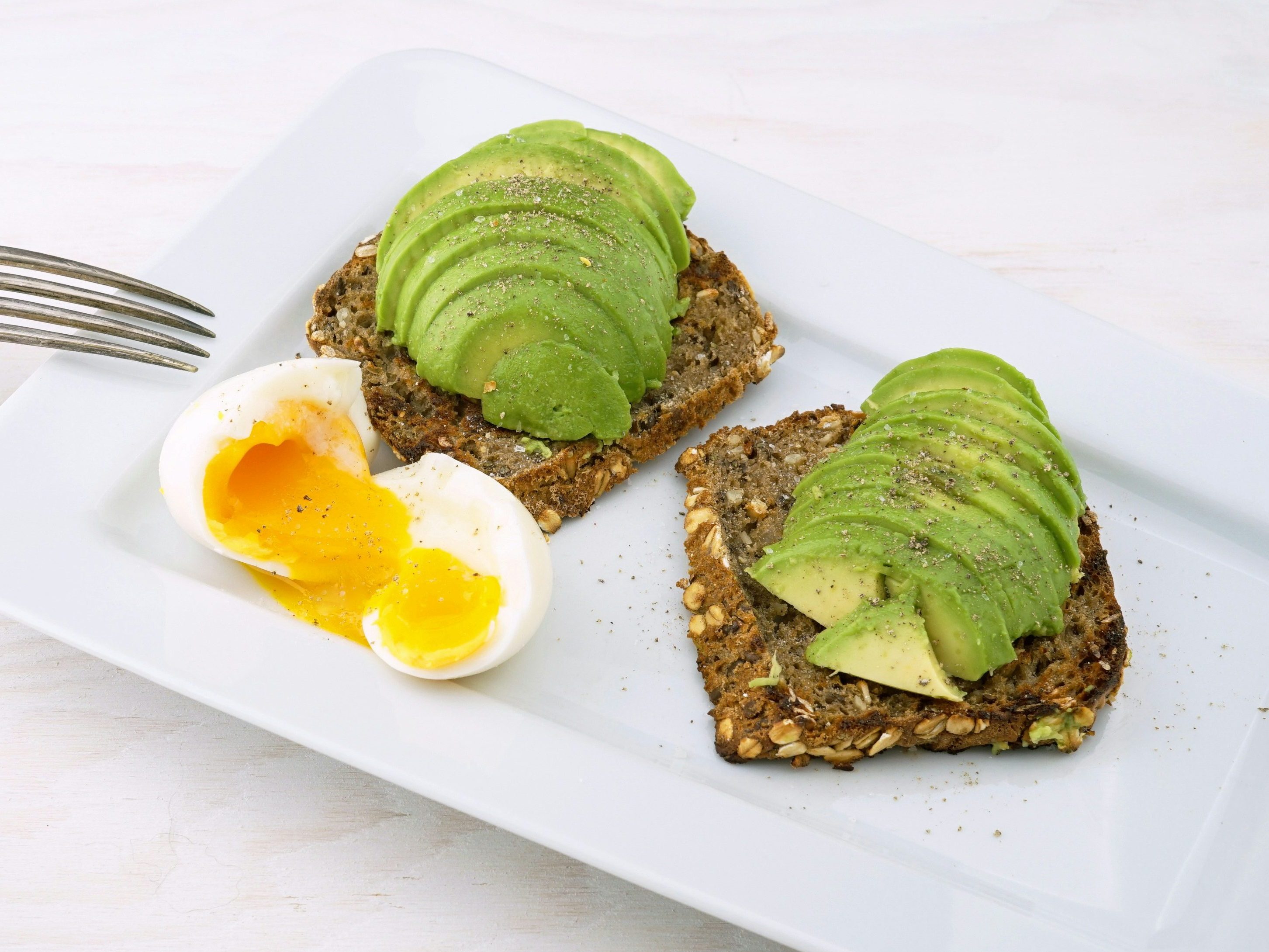 Avocado toast with whole grain bread.